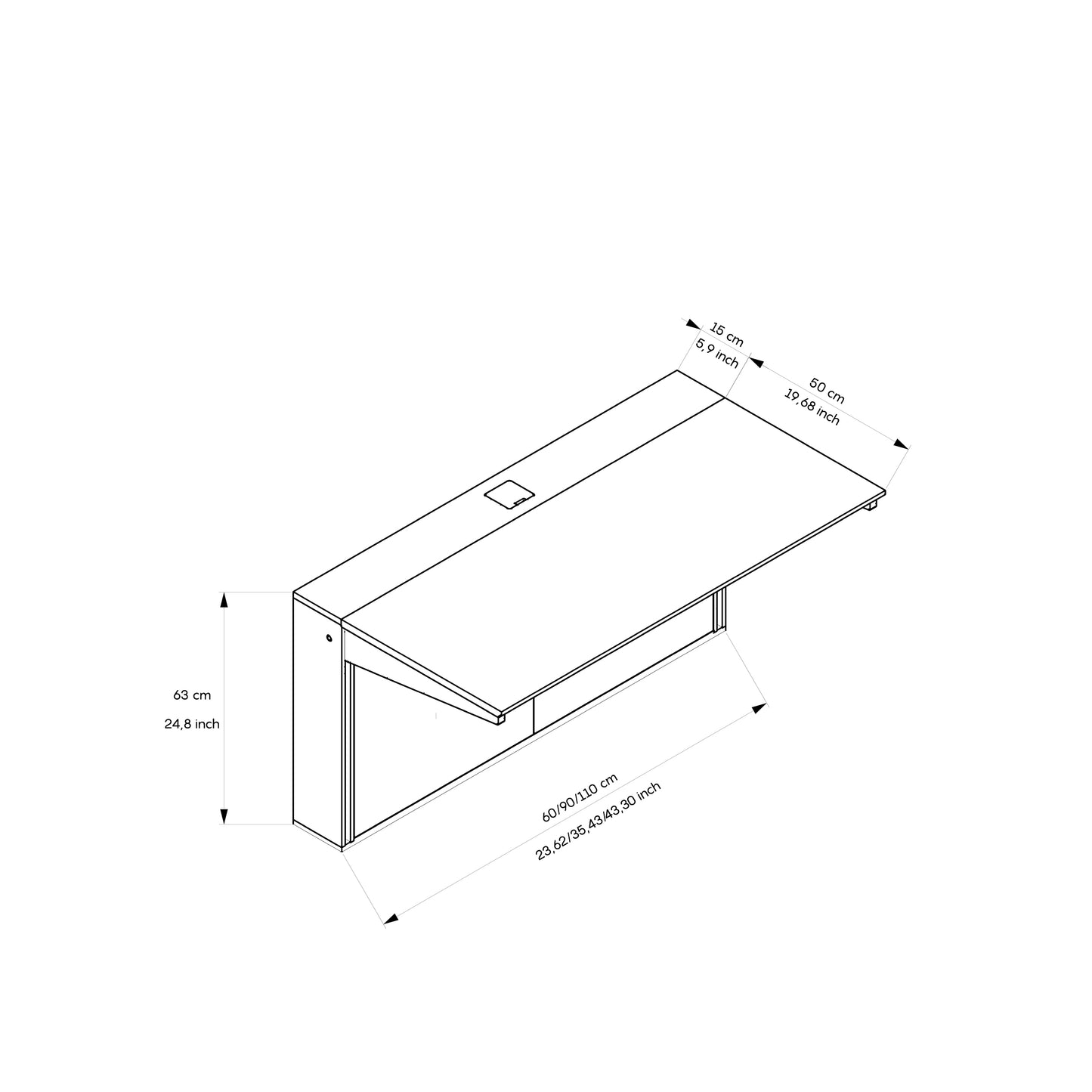 Folden Wall desk natural